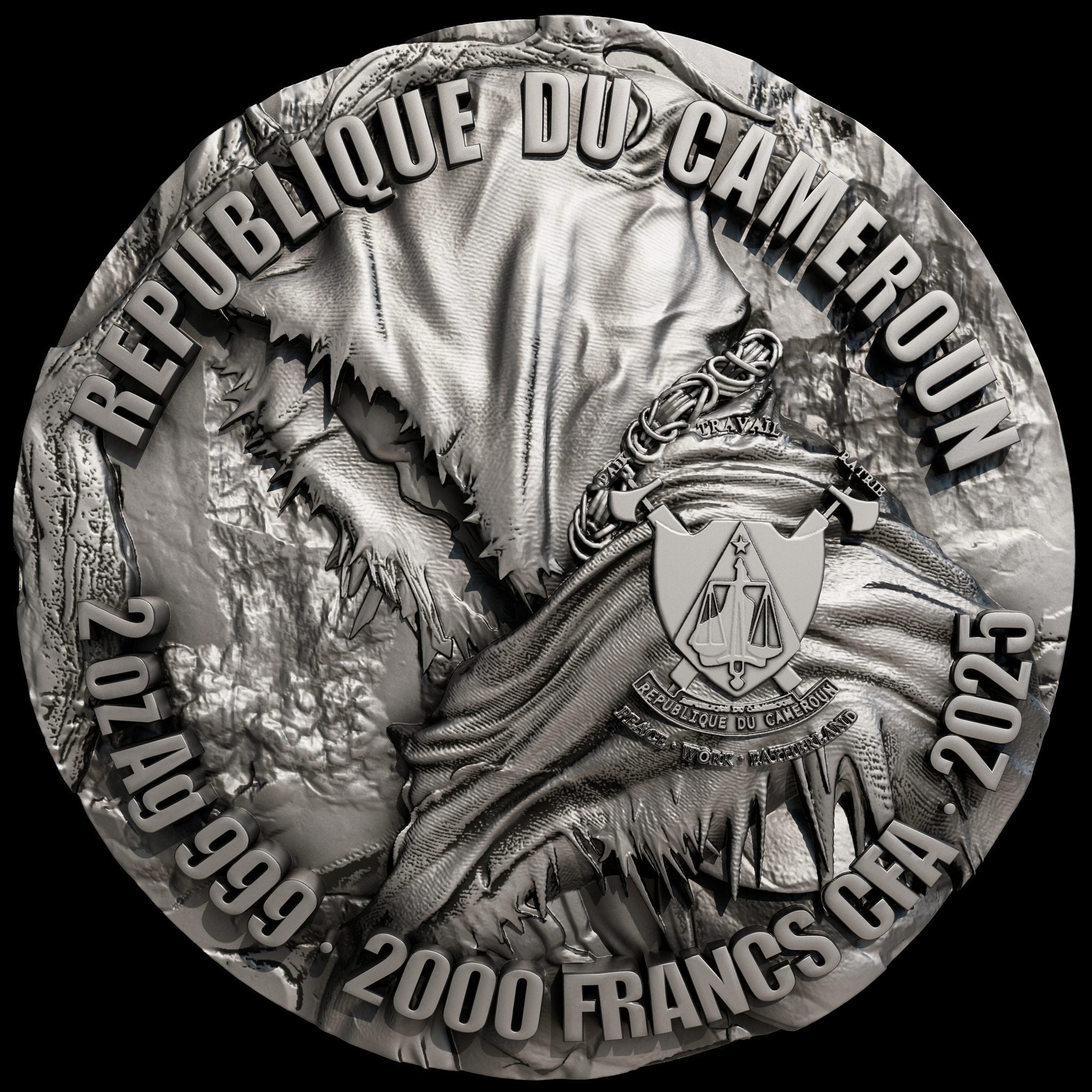 2025 Cameroon Four Horsemen Death 2 oz Antique Silver Coin - Captain’s Chest Bullion