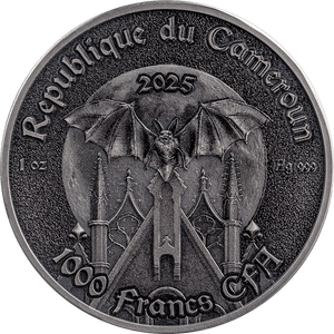 2025 Cameroon Raven Antique Finish 1oz .999 Silver Coin Color and Gilding - Captain’s Chest Bullion
