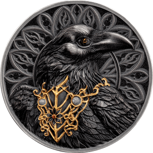 2025 Cameroon Raven Antique Finish 1oz .999 Silver Coin Color and Gilding - Captain’s Chest Bullion