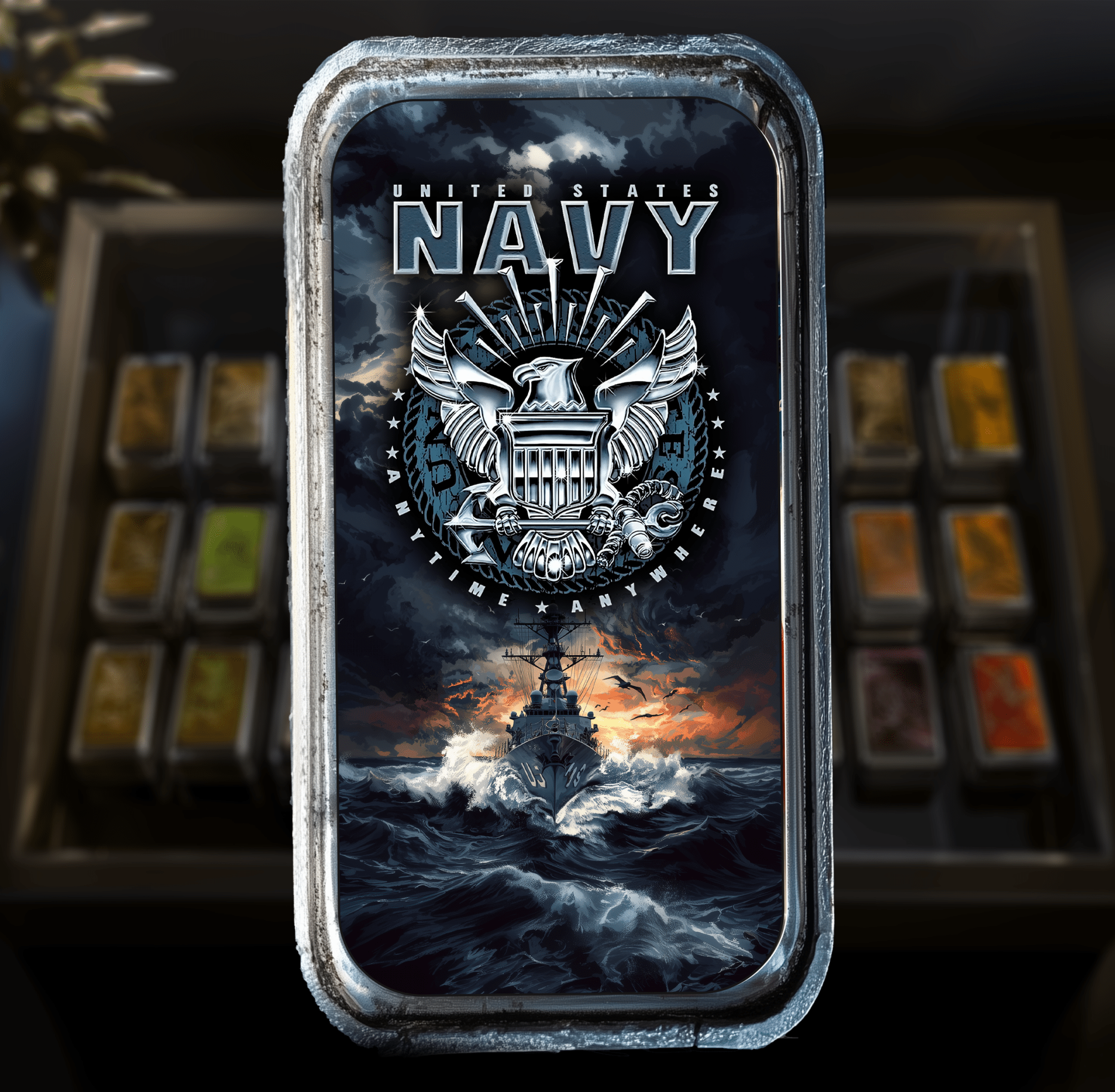 2025 Colorized Art Bar U.S. Navy 1oz .999 Silver Bar - Captain’s Chest Bullion