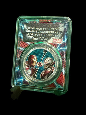 2025 Enhanced Pamp Ironman Vs. Ultron 1oz .999 Silver Coin in Slab - Captain’s Chest Bullion