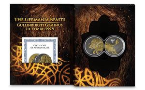 2025 Germania Beasts Gullinbursti Geminus 2 x 1 oz Silver Gilded Coin - Captain’s Chest Bullion
