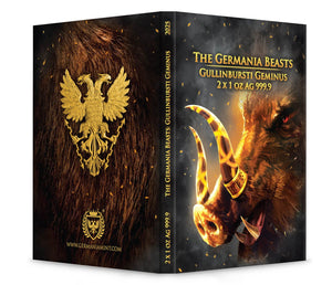 2025 Germania Beasts Gullinbursti Geminus 2 x 1 oz Silver Gilded Coin - Captain’s Chest Bullion