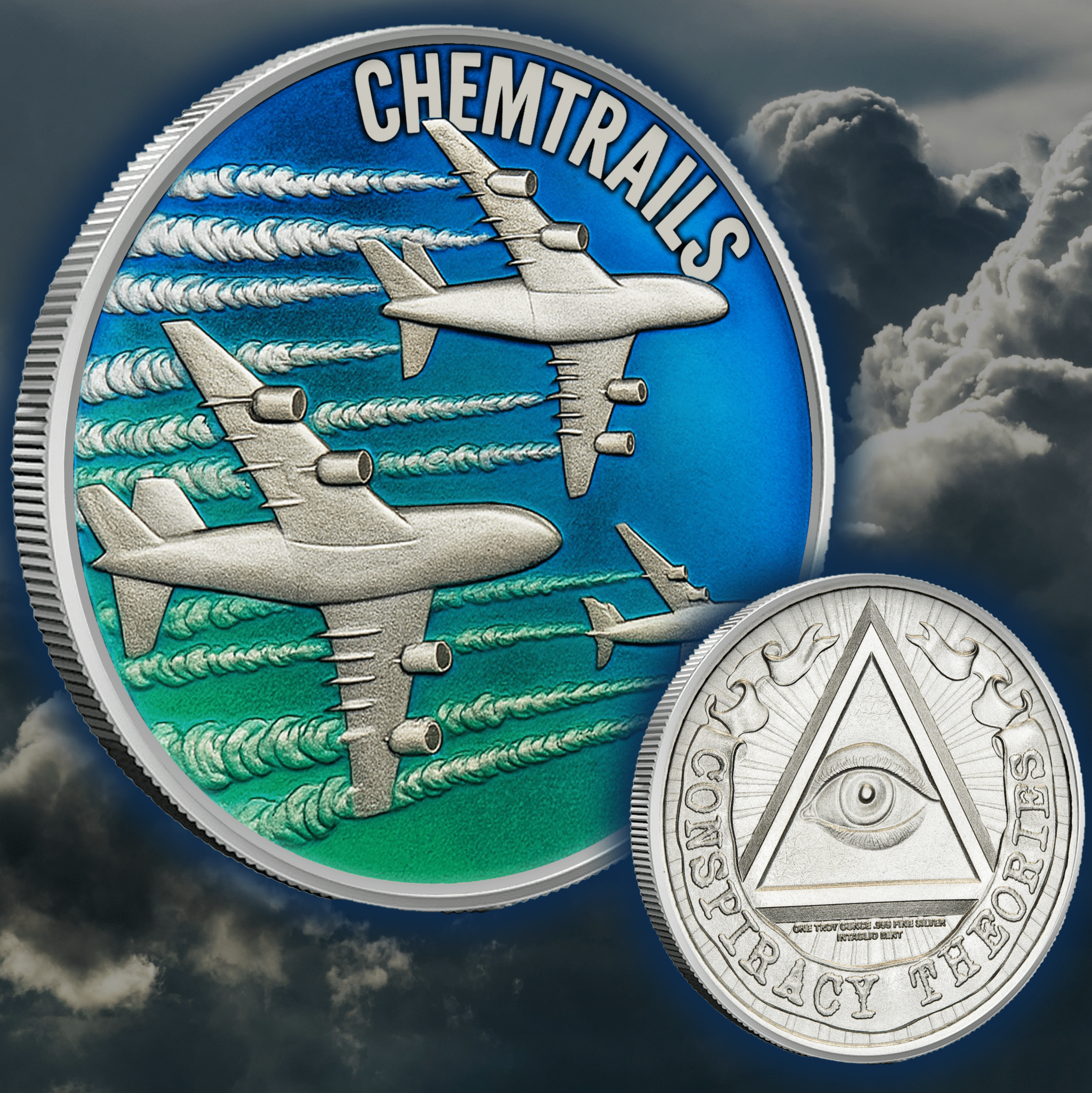 2025 Intaglio Colorized 1 oz Chemtrails Conspiracy Theories Series Medal - Captain’s Chest Bullion