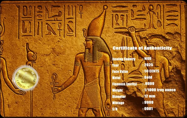 2025 Niue Pyramid of Giza 1/1000 oz .9999 Gold Coin in Card - Captain’s Chest Bullion