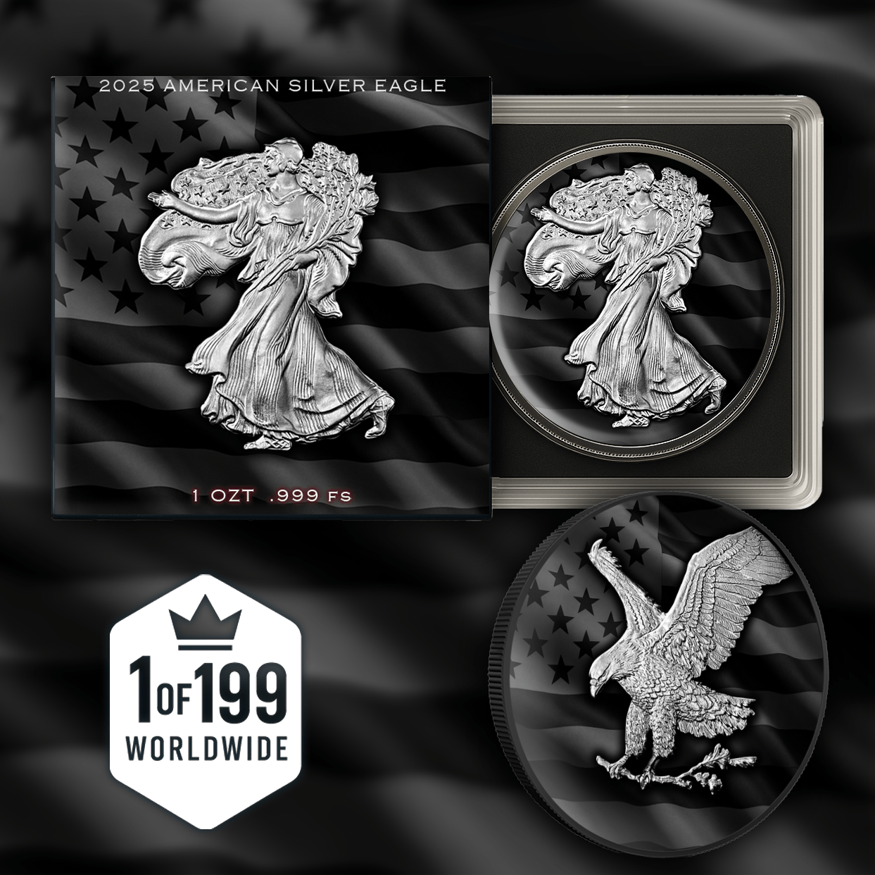 2025 Silver Eagle "Black Flag Edition" No Quarter 1oz Color Silver Coin - Captain’s Chest Bullion