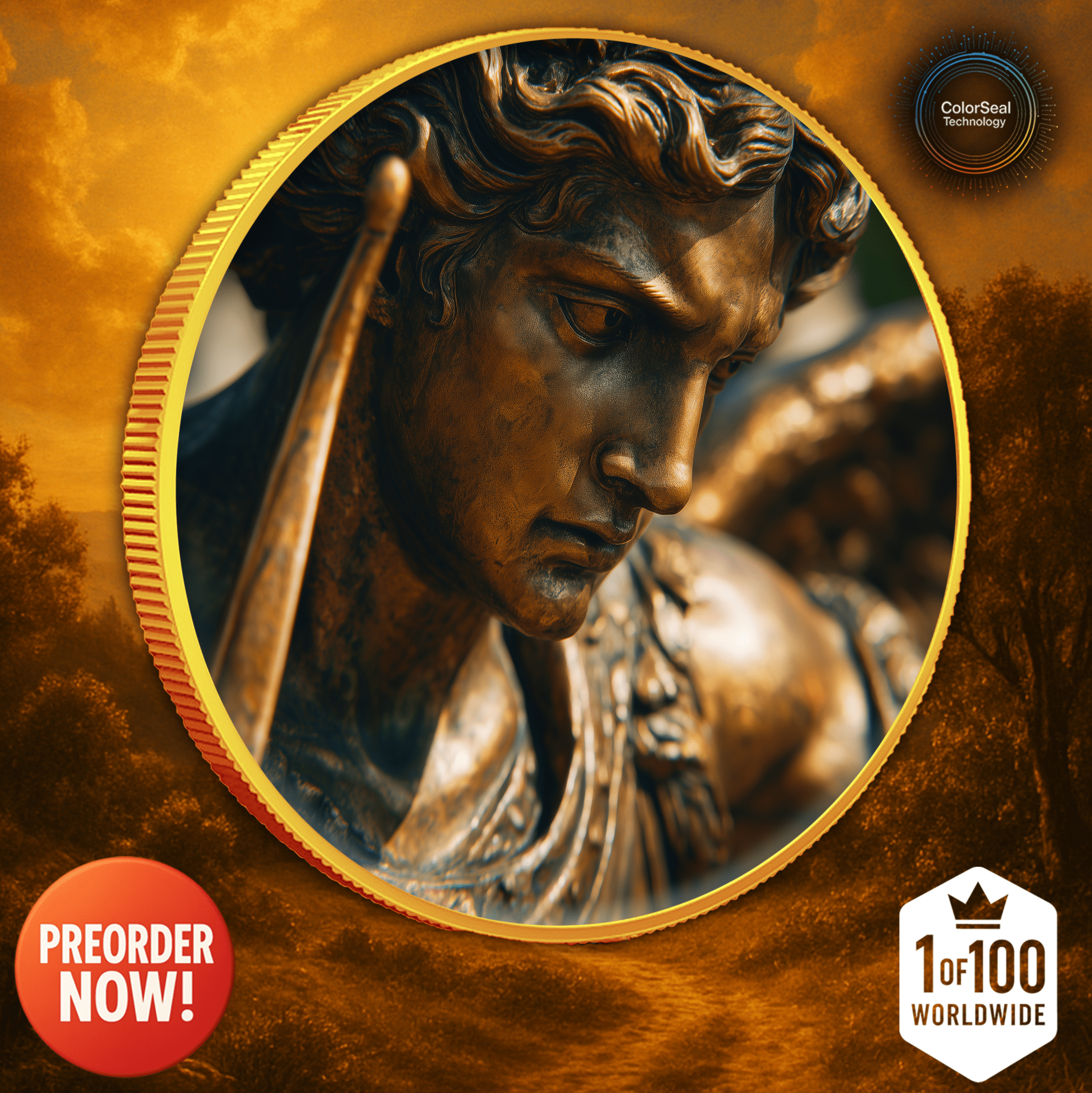 2025 Silver Eagle Colorized & Gold Gilding Fallen Angel .999 1oz Silver Coin - Captain’s Chest Bullion