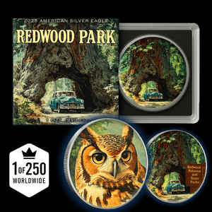 2025 Silver Eagle National Park Series "Redwood" Colorized 1oz .999 Silver Coin - Captain’s Chest Bullion