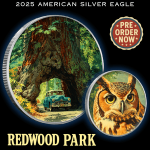 2025 Silver Eagle National Park Series "Redwood" Colorized 1oz .999 Silver Coin - Captain’s Chest Bullion