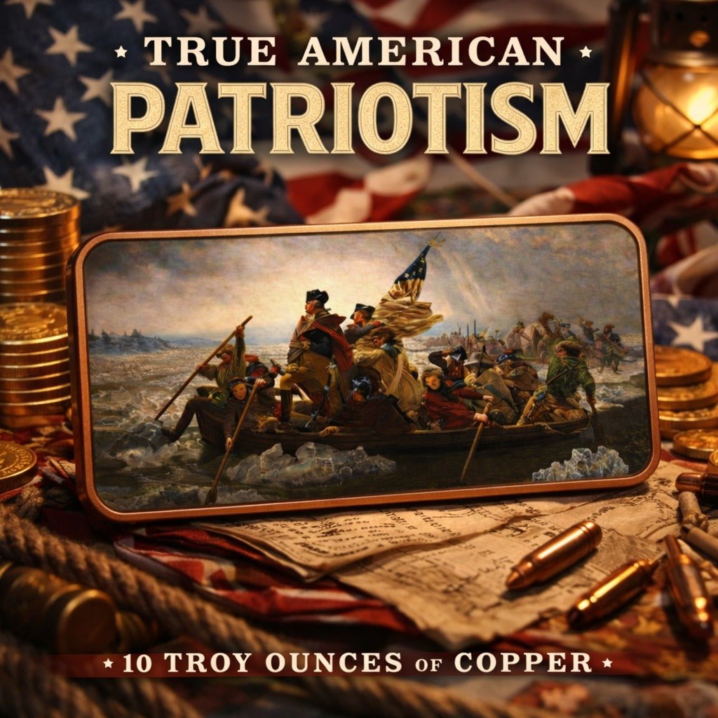 2026 George Washington Crosses the Delware 10oz AVDP .999 Fine Copper Bar - Captain’s Chest Bullion