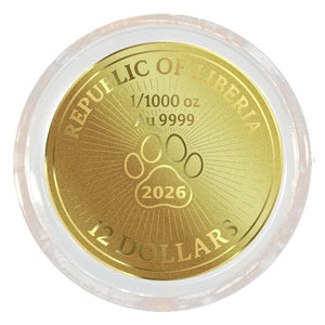 2026 Liberia A Friend in Need 1/1000 oz .9999 Gold Coin in Card - Captain’s Chest Bullion