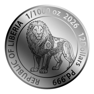 2026 Liberia Cyberpunk Lion 1/1000 oz .999 Palladium Coin in Card - Captain’s Chest Bullion