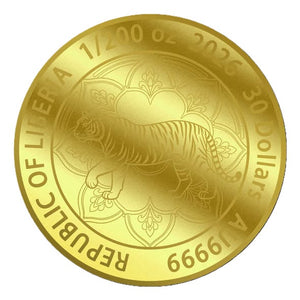 2026 Liberia Mandala The Tiger 1/200 oz .9999 Gold Coin in Card - Captain’s Chest Bullion