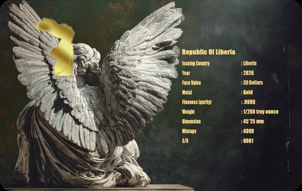 2026 Liberia Nike 1/200 oz .9999 Shaped Gold Coin in Card - Captain’s Chest Bullion