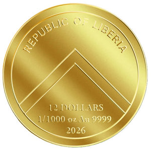 2026 Liberia Spartan 1/1000 oz .9999 Gold Coin in Card - Captain’s Chest Bullion