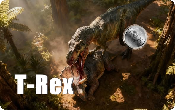 2026 Liberia T Rex 1/1000 oz .999 Platinum Coin in Card - Captain’s Chest Bullion