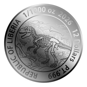 2026 Liberia T Rex 1/1000 oz .999 Platinum Coin in Card - Captain’s Chest Bullion