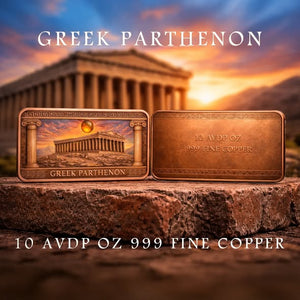 2026 Parthenon Colorized 10oz .999 Copper Bar - Captain’s Chest Bullion