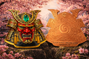 2026 Shaped Samurai Mask 5oz .999 Fine Copper - Captain’s Chest Bullion
