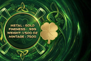 2026 St. Patricks Day Shamrock .999 Shaped Fine Gold in Card - Captain’s Chest Bullion