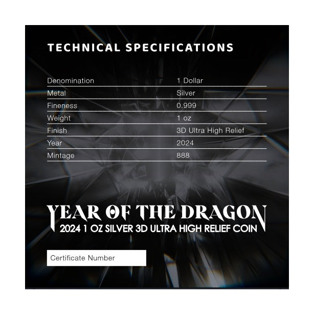 2024 Fiji 1oz Year of the Dragon 3D Ultra High Relief Silver Coin