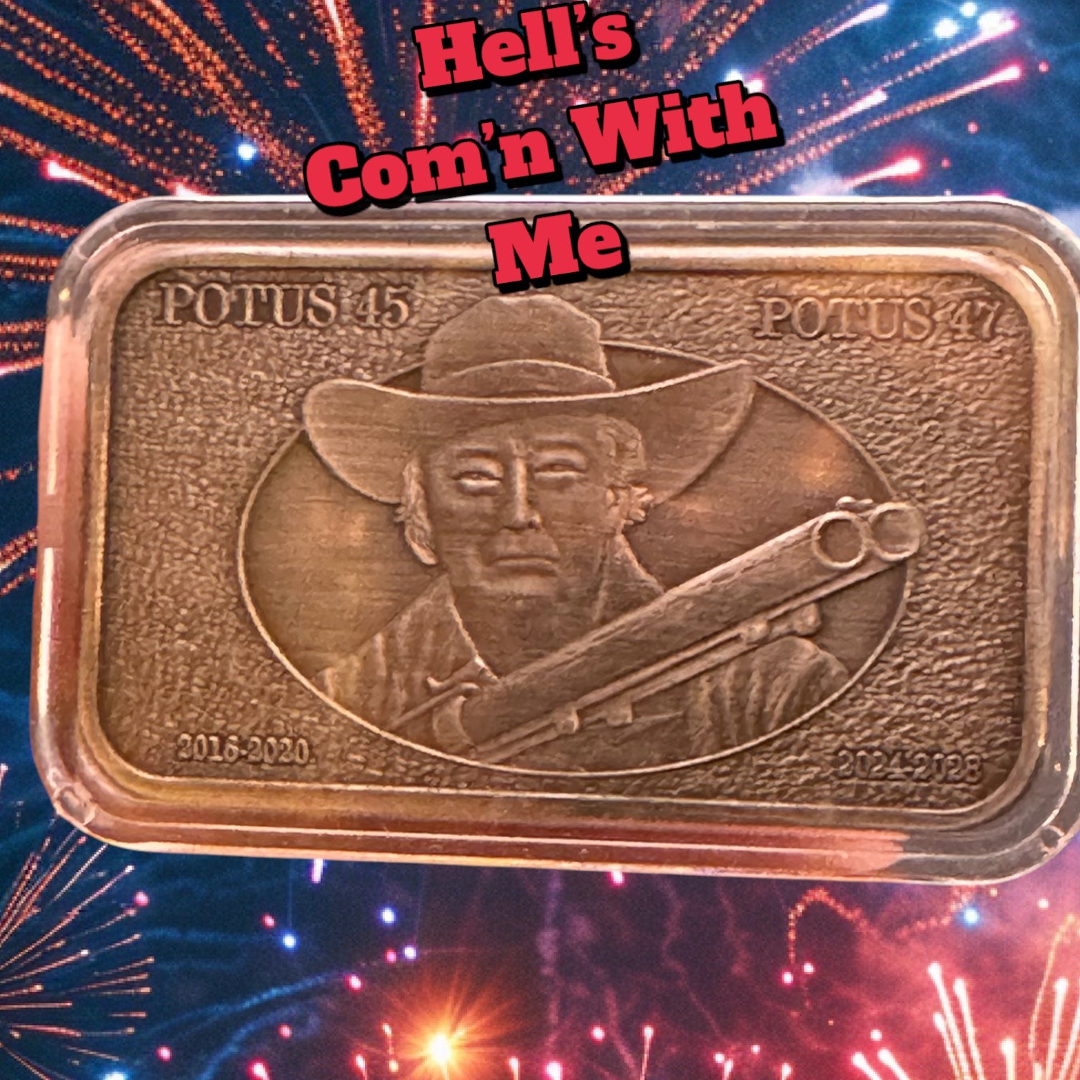 Pack of 10-2025 .999 Copper 1oz Antique Silver Plated Trump DOGE Posse Art Bar