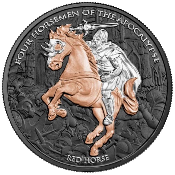 2024 Four Horseman of the Apocalypse Red horse 1 oz Silver with Ruthenium,Palladium & Rose Gold with Box & COA