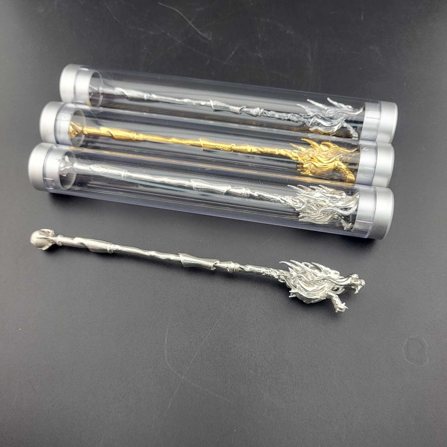 1oz .999 Fine Silver Dragon Staff Gold Gilt