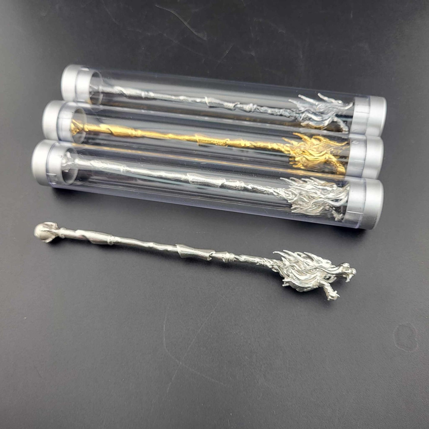 1oz .999 Fine Silver Dragon Staff Gold Gilt
