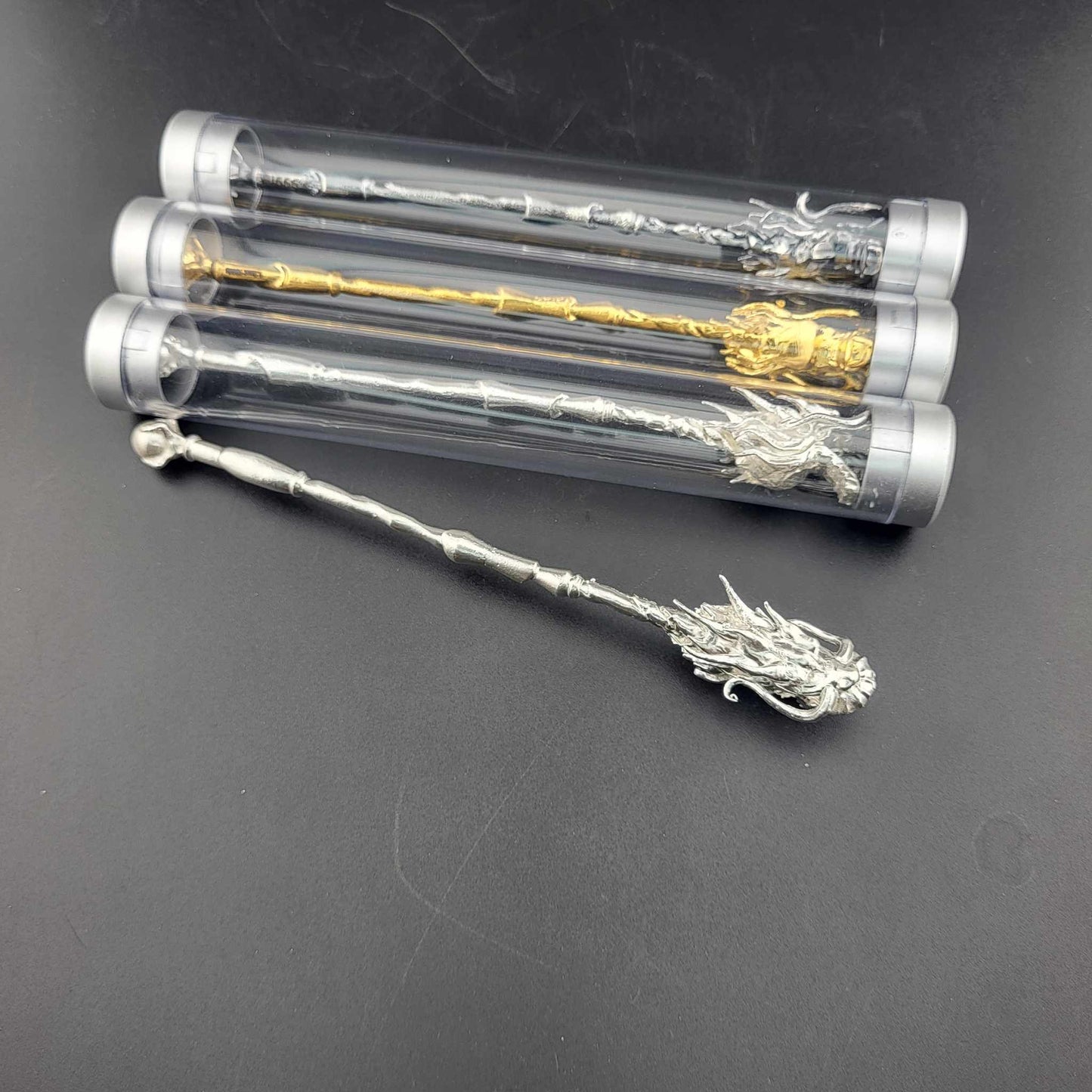 1oz .999 Fine Silver Dragon Staff Gold Gilt