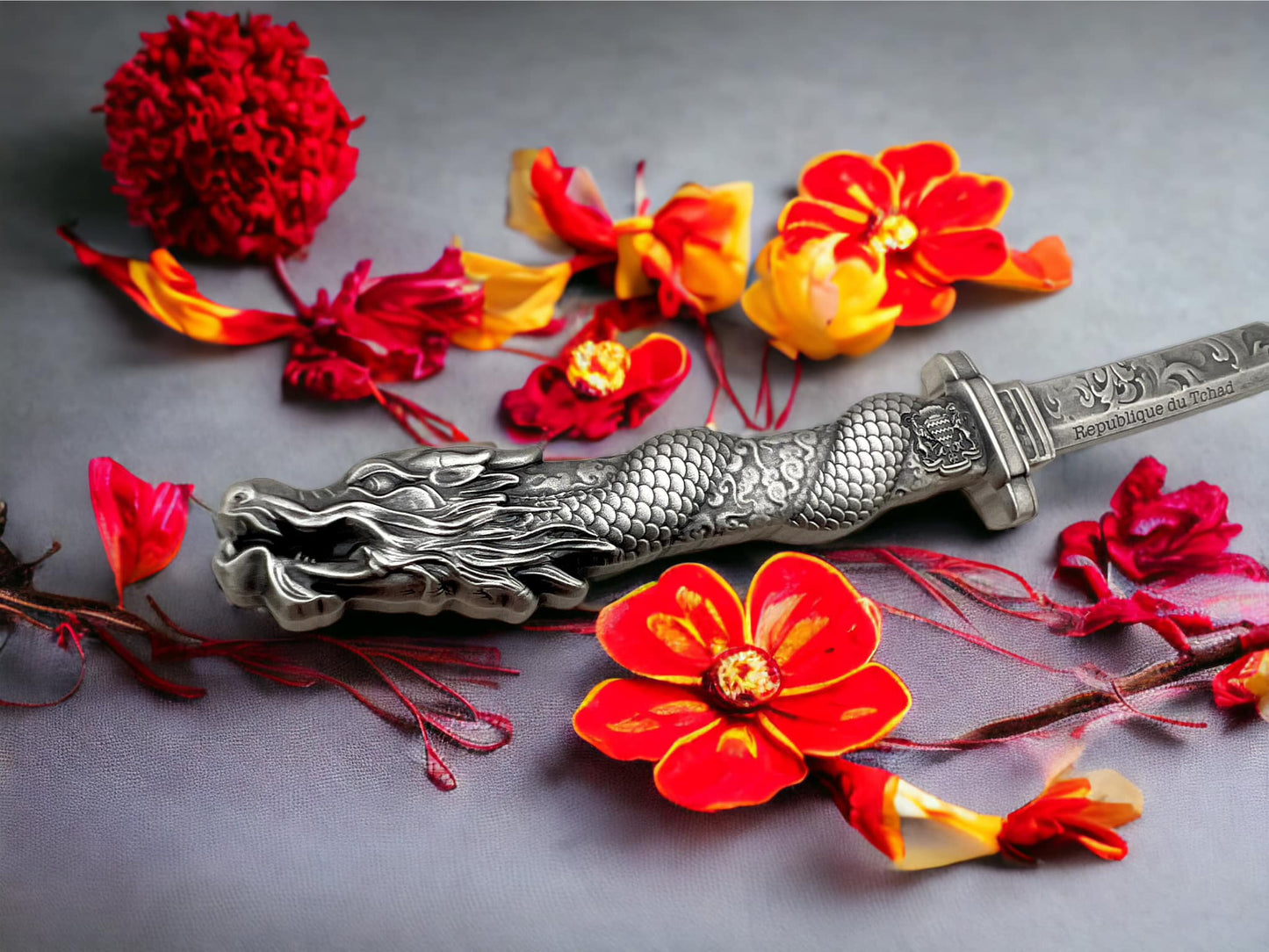 2024 Chad Katana Sword Shaped 2 oz Silver Coin (950 Mintage)