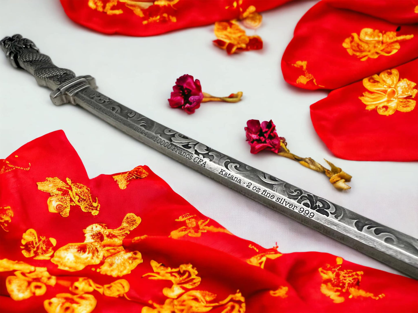 2024 Chad Katana Sword Shaped 2 oz Silver Coin (950 Mintage)