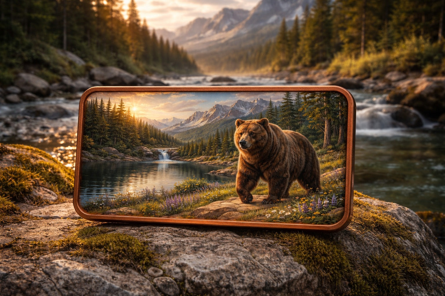 2026 10oz AVDP Grizzly Bear Proof .999 Copper Bar Colorized