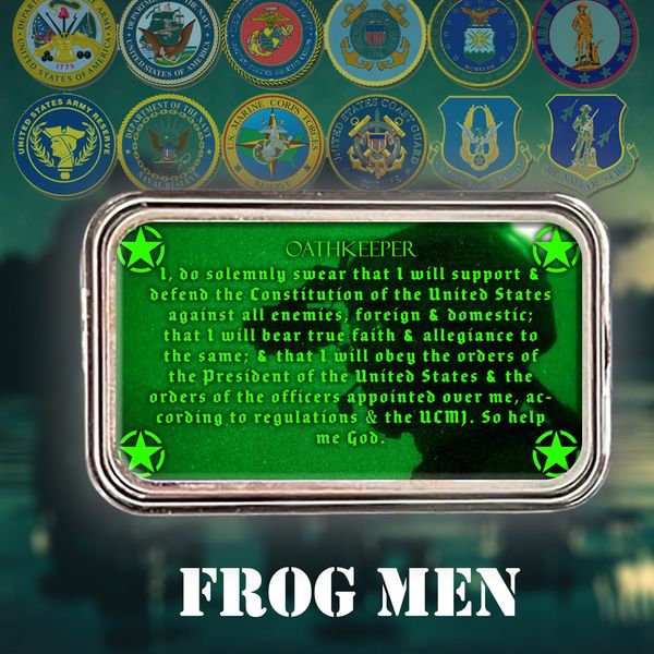 1oz .999 Silver Colorized Art Bar NAVY Frog Men