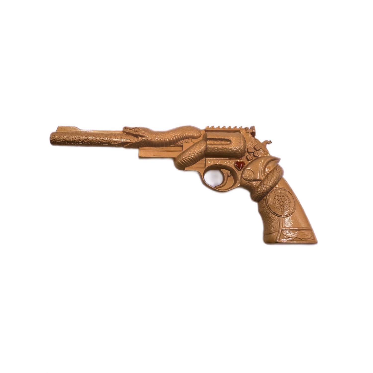 2 oz Snake Revolver Gold Gild .999 Shaped Silver