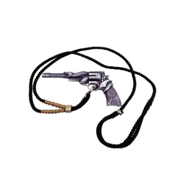 2 oz Snake Revolver Antiqued .999 Shaped Silver