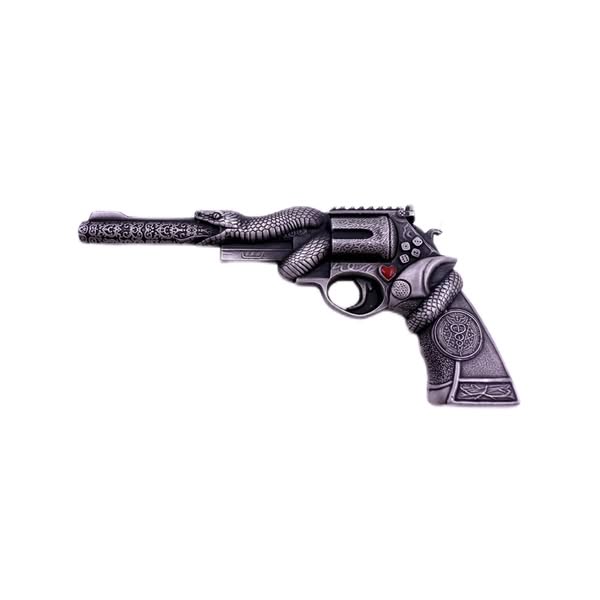 2 oz Snake Revolver Antiqued .999 Shaped Silver