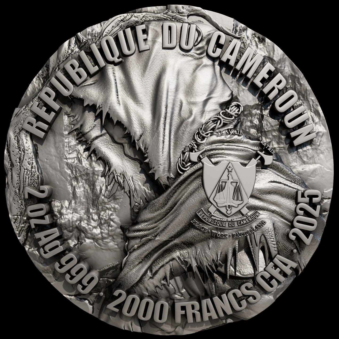 2025 Cameroon Four Horsemen Death 2 oz Antique Silver Coin