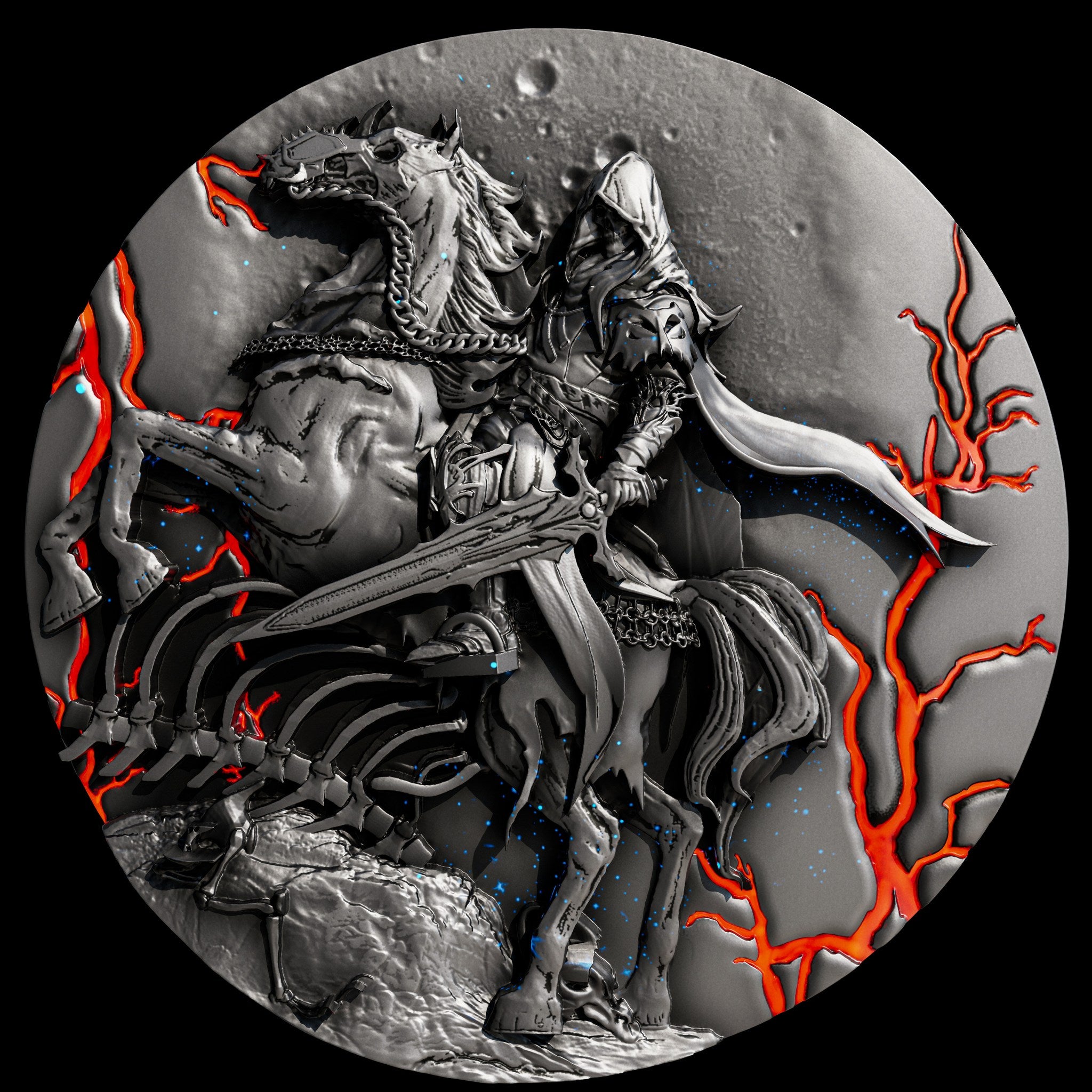 2025 Cameroon Four Horsemen Death 2 oz Antique Silver Coin