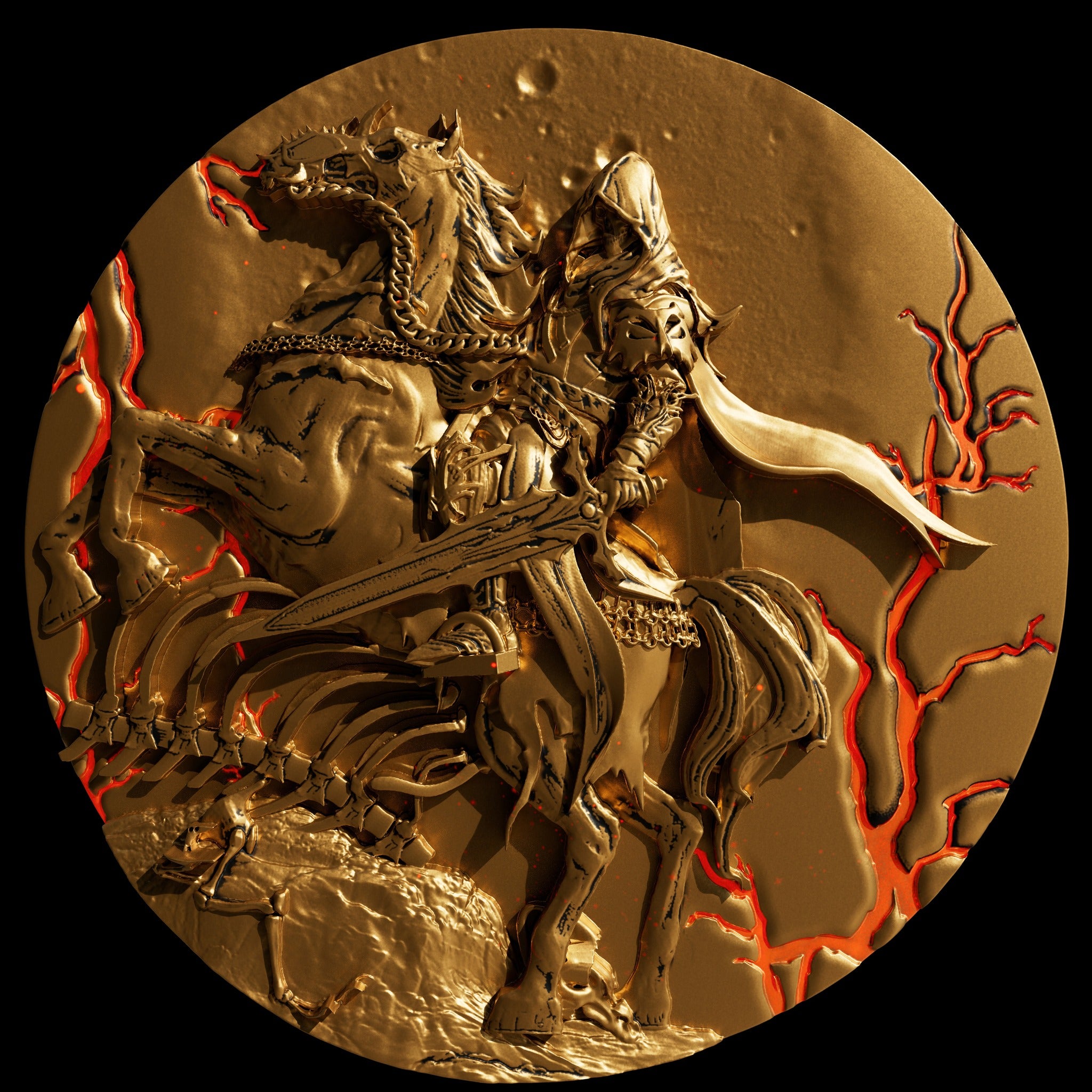 2025 Cameroon Four Horsemen Death 2 oz Gold Gilded Silver Coin