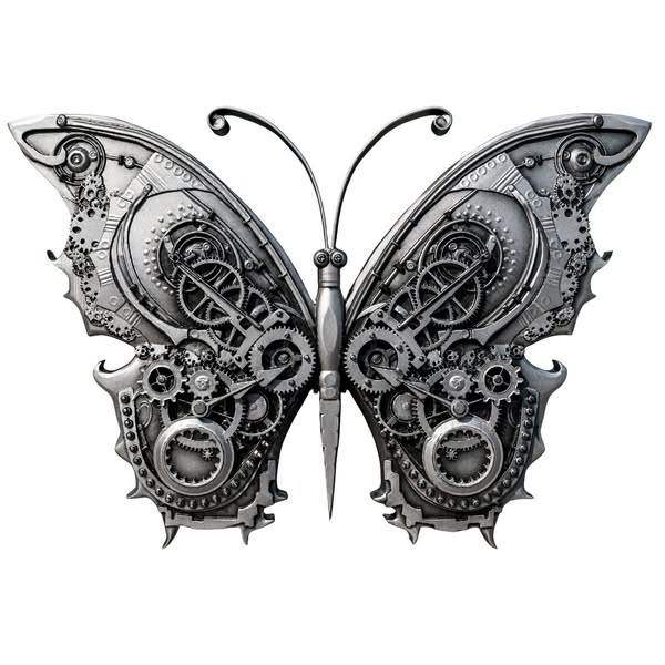 2025 Cameroon Antique Steampunk Mech Butterfly 2 oz .999 Silver Coin