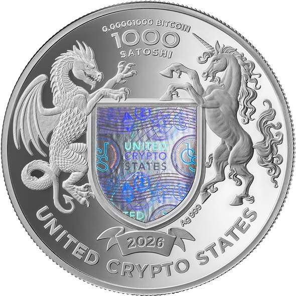 2026 Binary Eagle Bitcoin Crypto Satoshi 1oz .999 Silver Coin