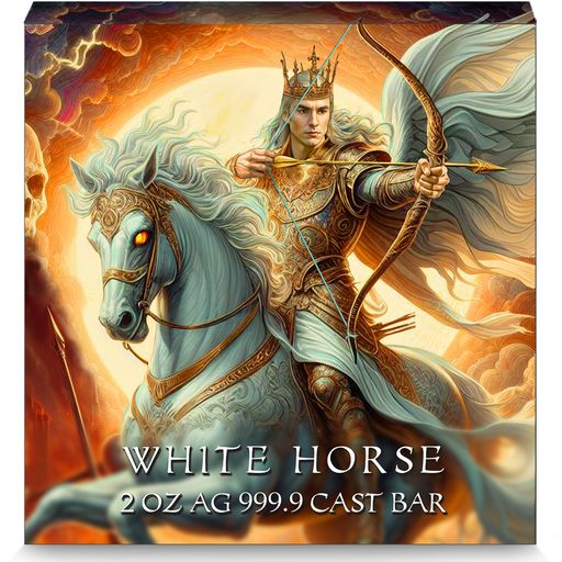 2024 Carpathian Mint White Horse Colorized 2 oz Silver Cast Bar