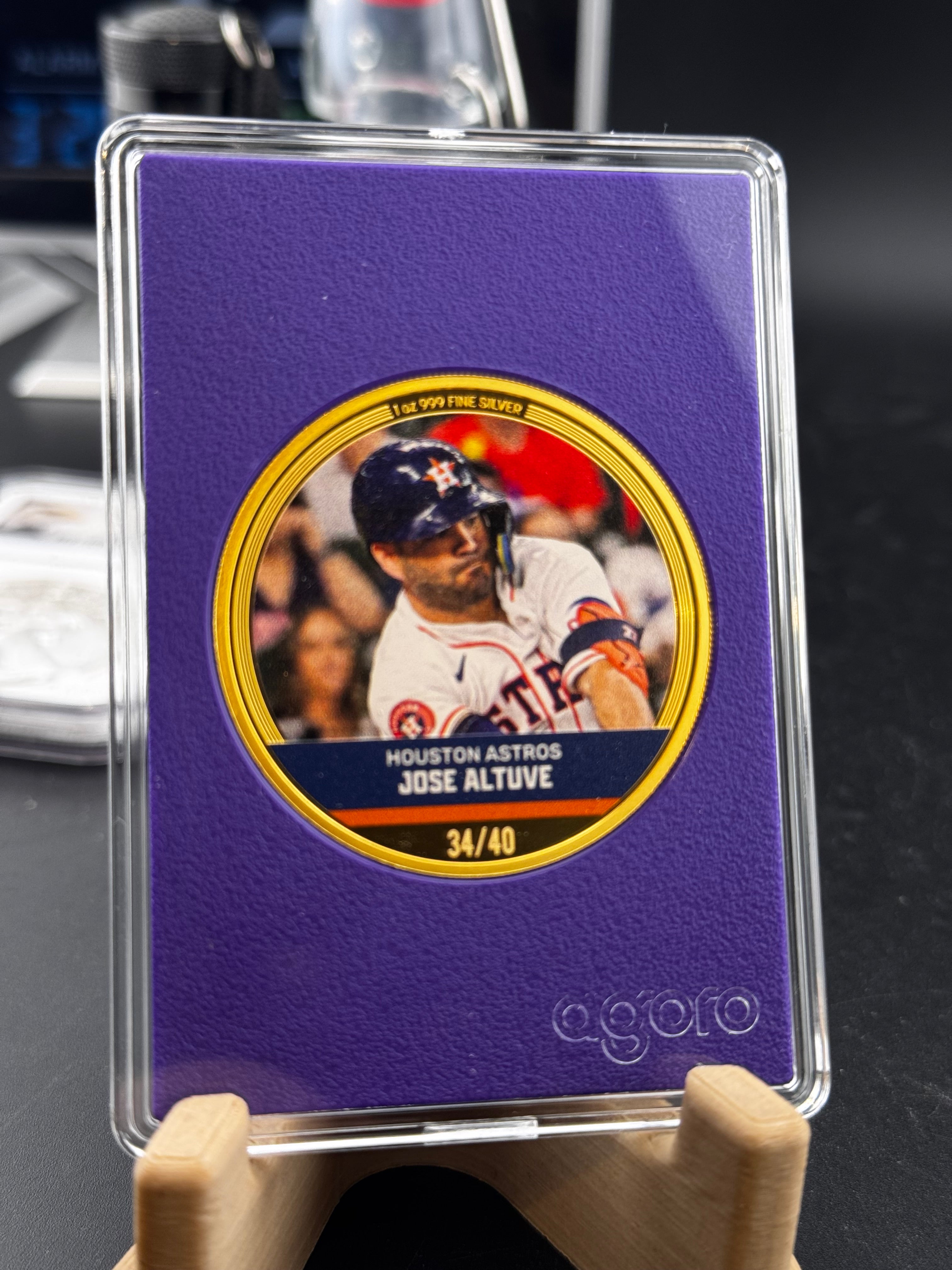 2024 Agoro Trading Coins MLB Jose Altuve 34/40 Purple 1oz Silver Coin