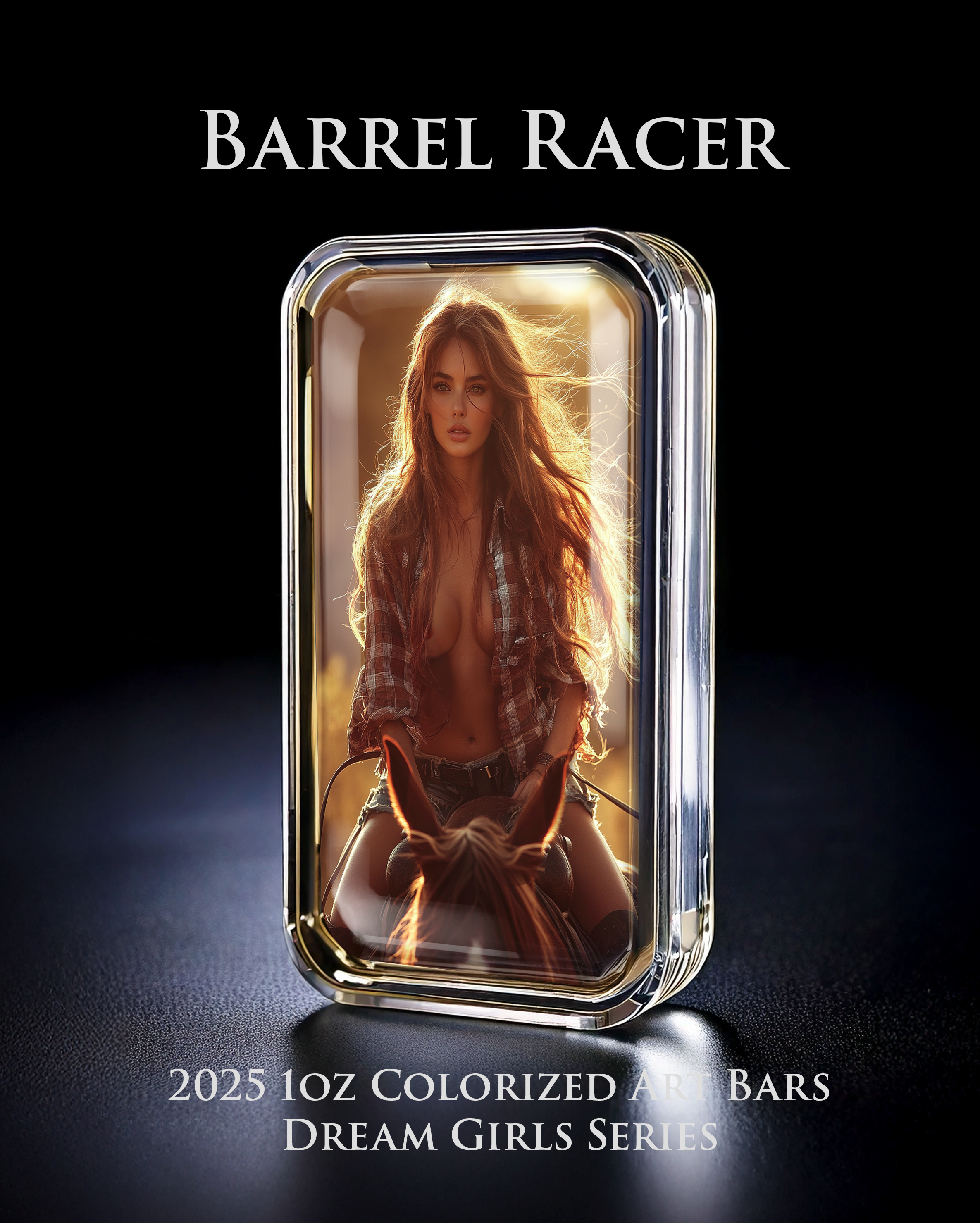 2025 Colorized 1oz .999 Silver Art Bar Dream Girl Series "Barrel Racer"