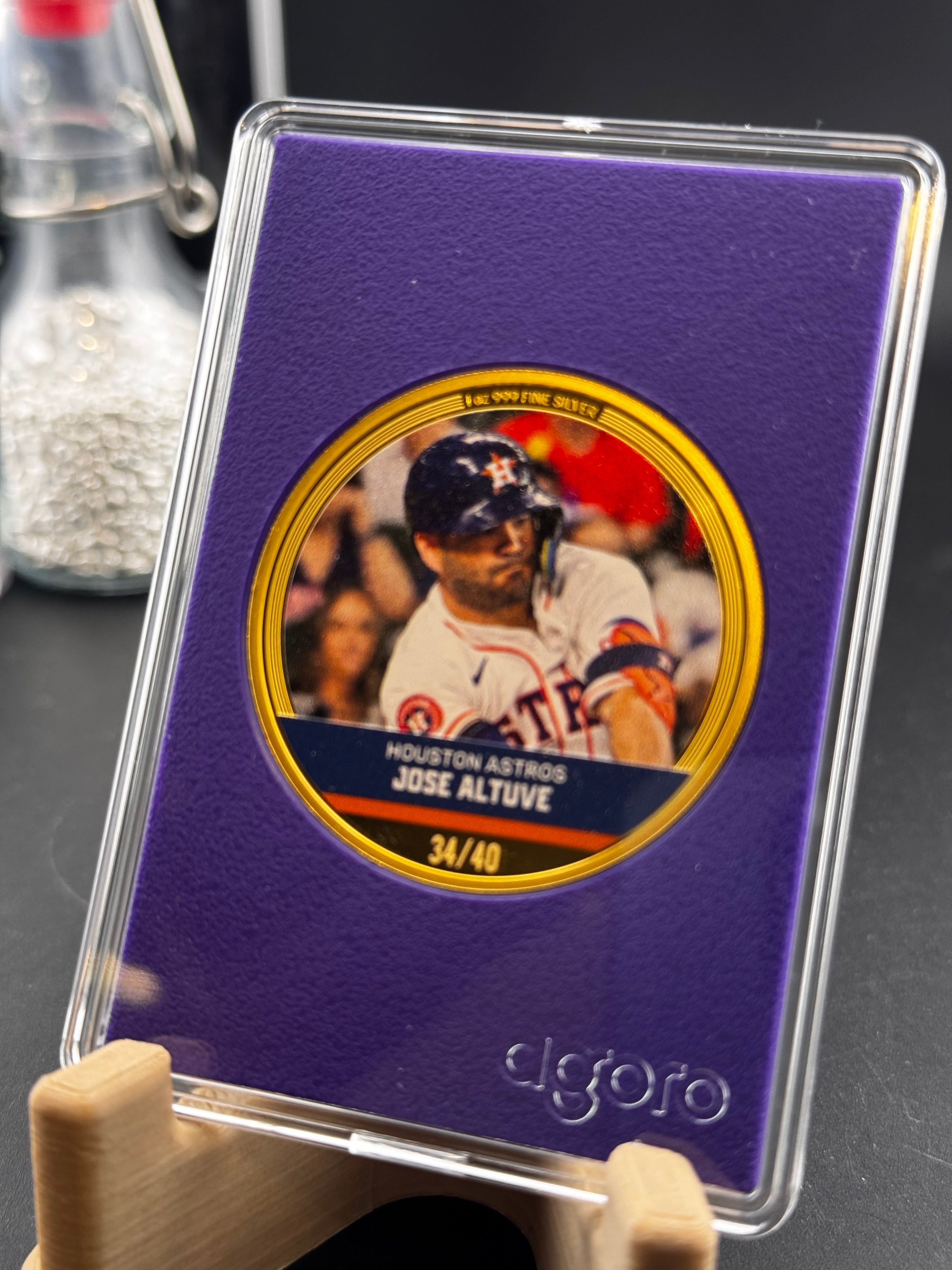 2024 Agoro Trading Coins MLB Jose Altuve 34/40 Purple 1oz Silver Coin