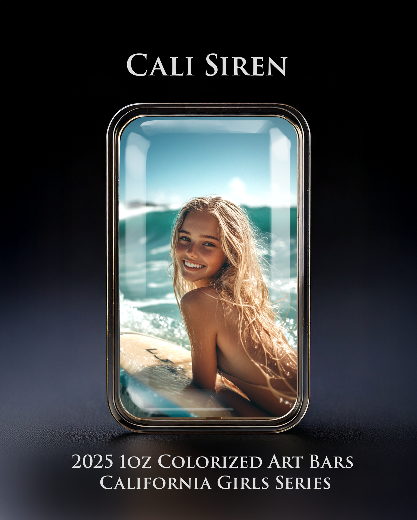 Cali Girls Song Bar Series "Cali Siren" 1oz .999 Fine Silver Color Art Bar