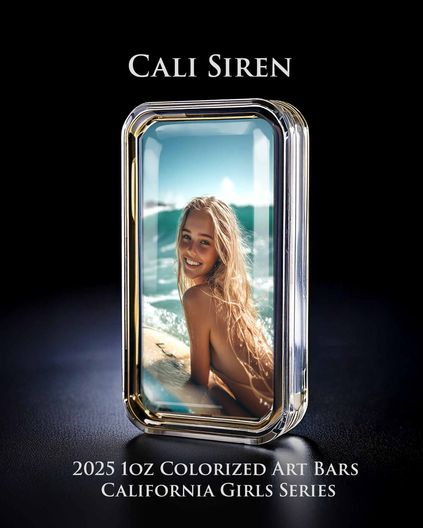 Cali Girls Song Bar Series "Cali Siren" 1oz .999 Fine Silver Color Art Bar