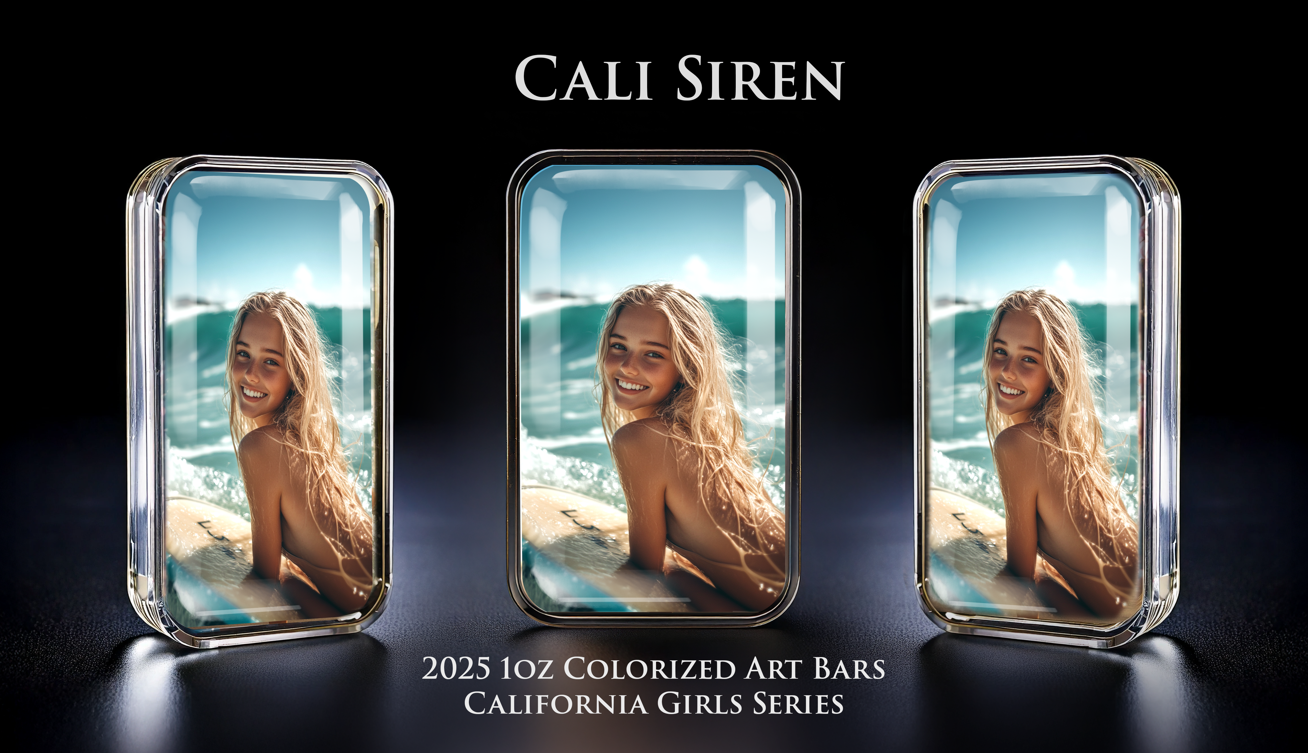 Cali Girls Song Bar Series "Cali Siren" 1oz .999 Fine Silver Color Art Bar