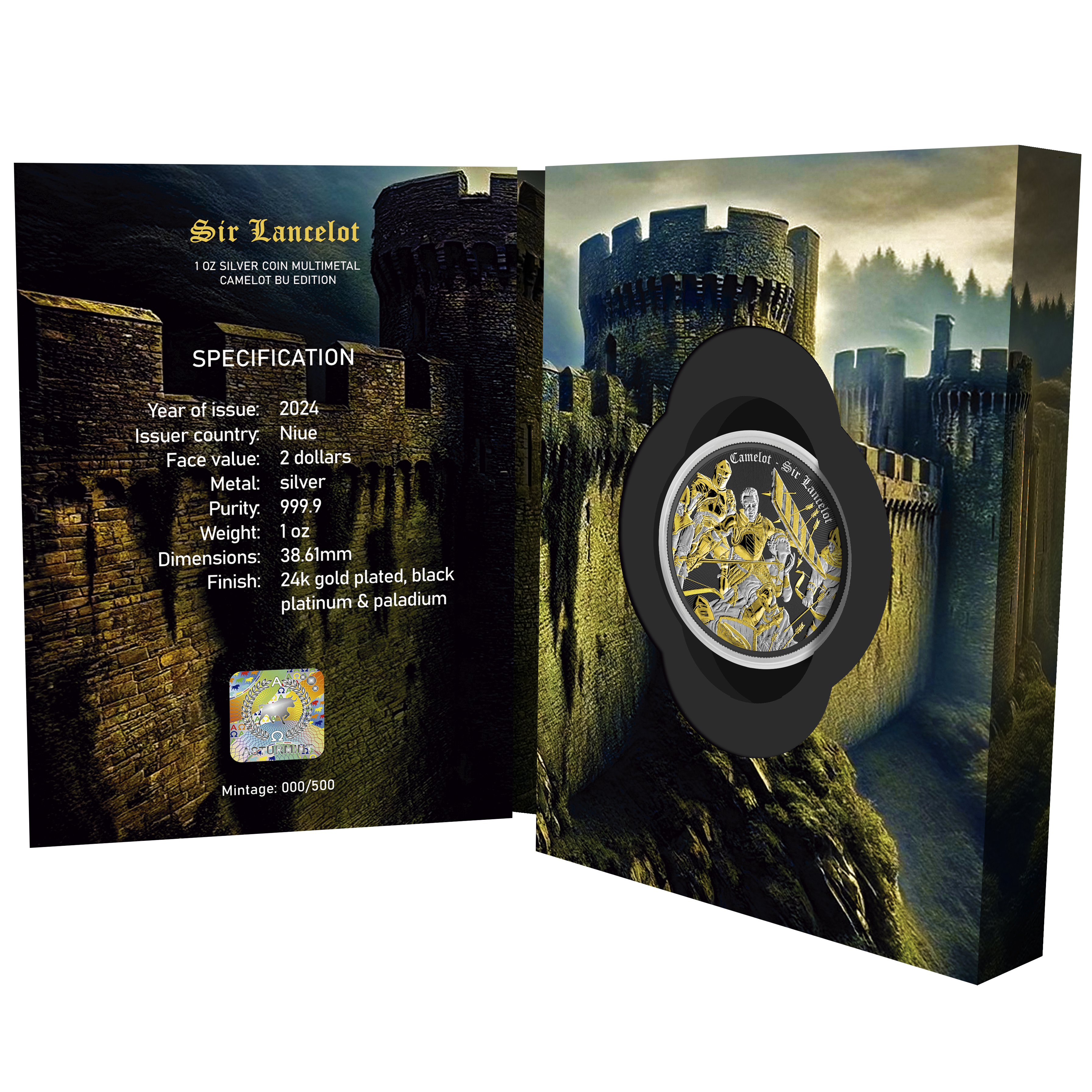 2025 Camelot Sir Lancelot 1oz .999 Silver Coin in Multimetal